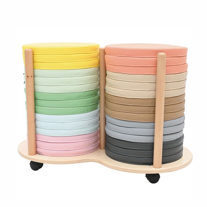 Kissenständer mit 30 Sitzkissen Kunstleder rund